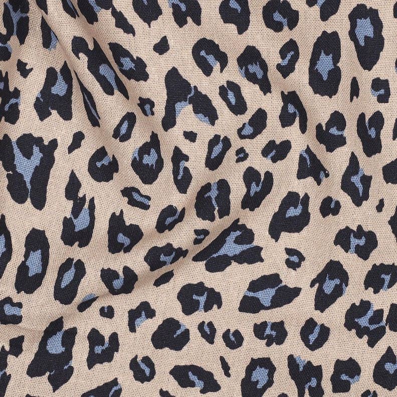 Viscose-linnen-mix Luipaardprint | Poppy Fabrics – cashew/nachtblauw,  image number 2