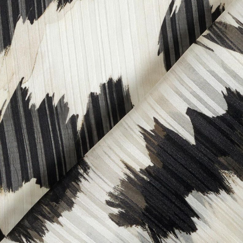 Chiffon stippen en vervaagde strepen – wit/zwart, image number 4