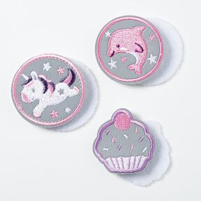 Reflecterende patches klittenband verpakking van 3 – roze/wit, 