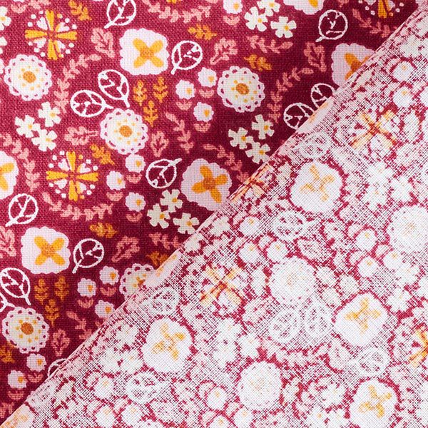 Katoenen stof Cretonne Kleine bloesems – framboos/roos, image number 4