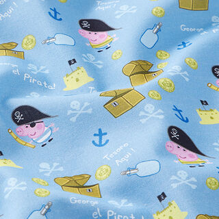 Cretonne Licentiestof Peppa Pig George Piraat | ABC Ltd. – lichtblauw, 