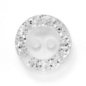 Glitterknoop met 2 gaten [ Ø13 mm ] – ecru, 