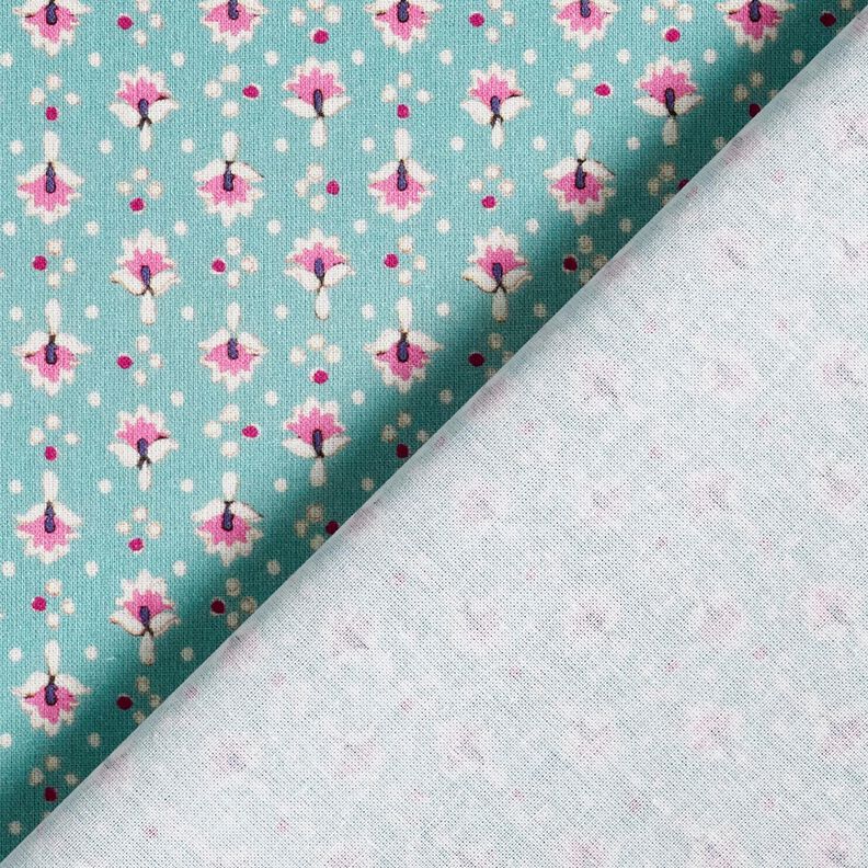 Katoenen stof Popeline kleine ornamenten – mint/pastelpaars – mint/pastelviolet, image number 4