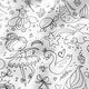 Katoenpopeline Kleurplaten sprookjeswereld – wit/zwart,  thumbnail number 2