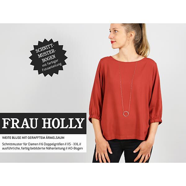 FRAU HOLLY - wijde blouse met geplooide mouwzoom, Studio Schnittreif  | XS -  XXL,  image number 1