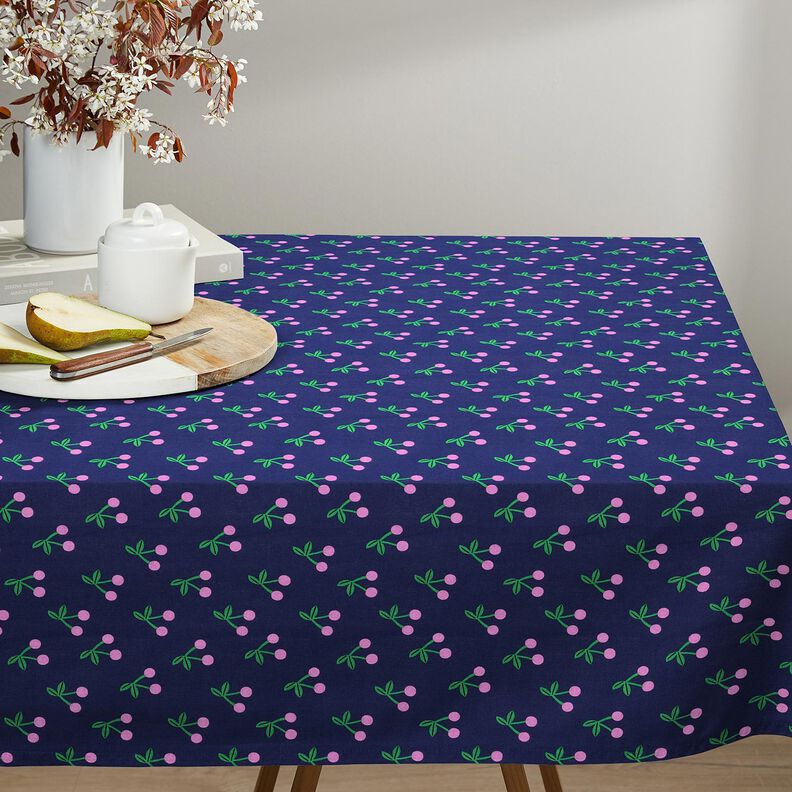 Gecoate katoen schattige kersen – marineblauw, image number 6