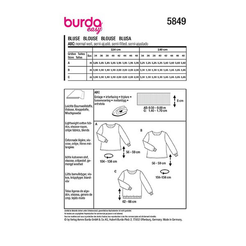Blouse | Burda 5849 | 34-48,  image number 12