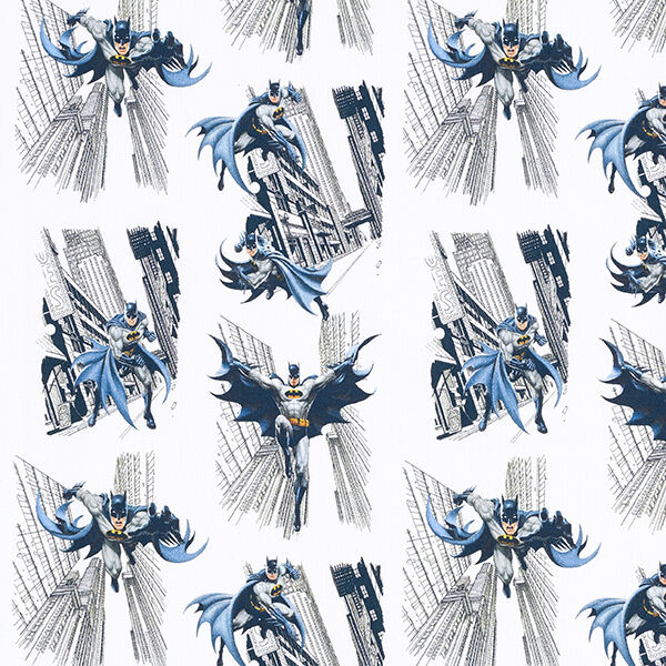 Cretonne Licentiestof Batman in de straten van Gotham City | DC Comics – wit, image number 1
