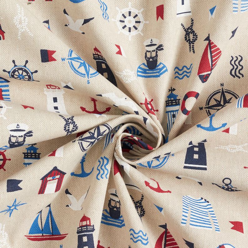 Decostof Half panama maritieme klassiekers – natuur/marineblauw, image number 3