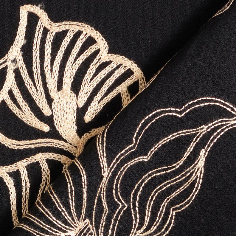 Viscosestof lelieborduurwerk, zwart &ndash; zwart/cr&egrave;me,  image number 4