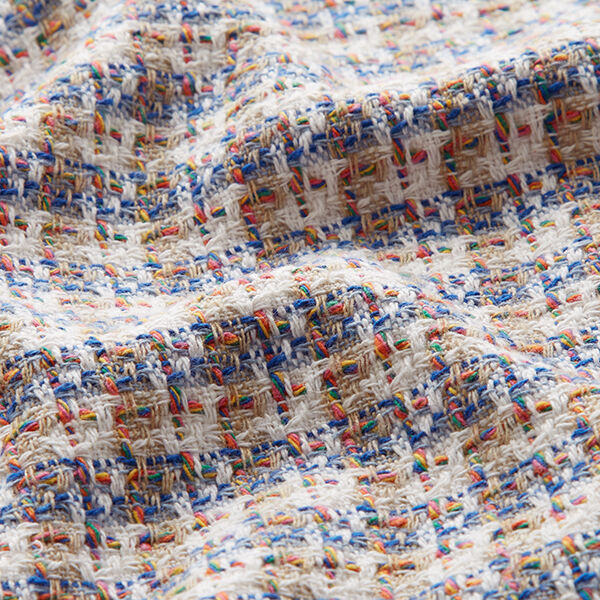 Katoen tweed kleurrijke ruiten – ecru/blauw, image number 2