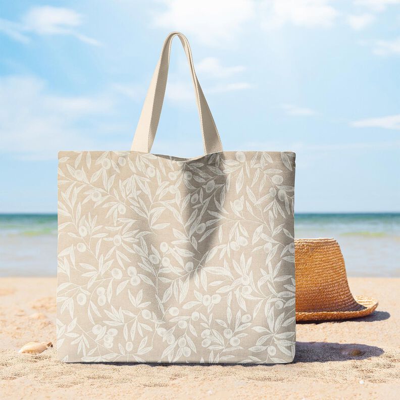 Gecoate katoen Jacquard gecoate olijven – natuur/lichtbeige,  image number 6