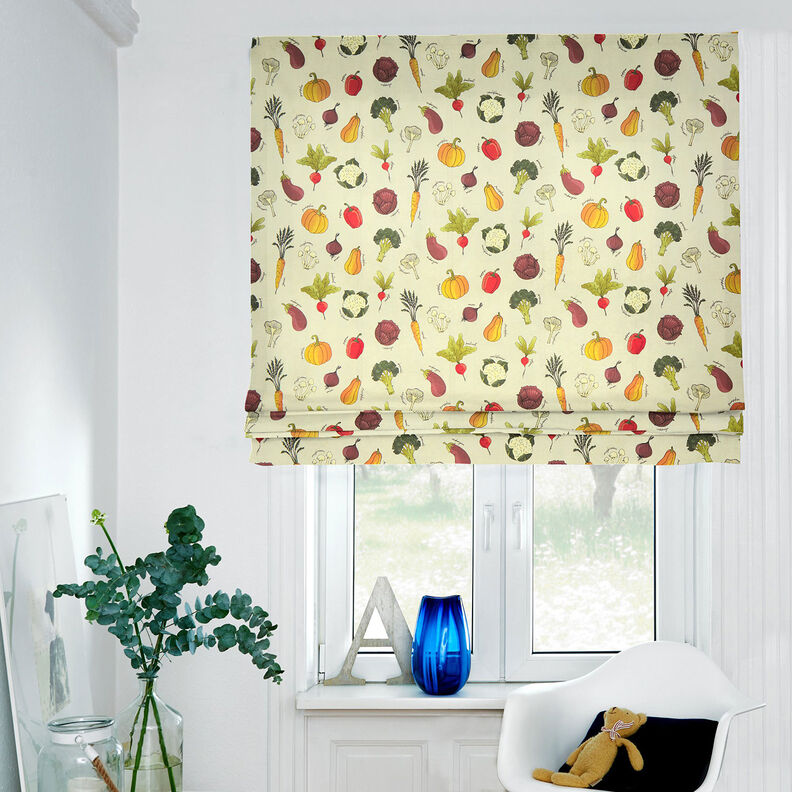 Decostof Half panama Soorten groenten – lichtbeige/roodbruin,  image number 7