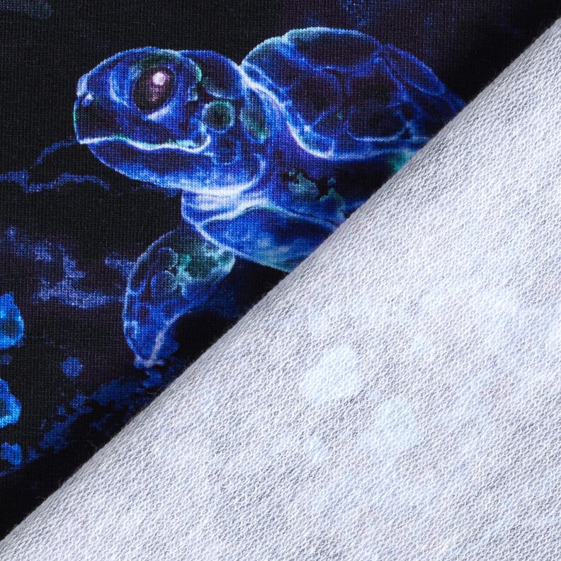 French Terry sommersweat Schildpad | Glitzerpüppi – zwart blauw/koningsblauw,  image number 4