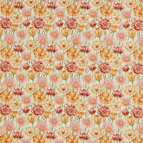 Decostof Gobelin Weidebloemen – lichtbeige/karmijnrood, 