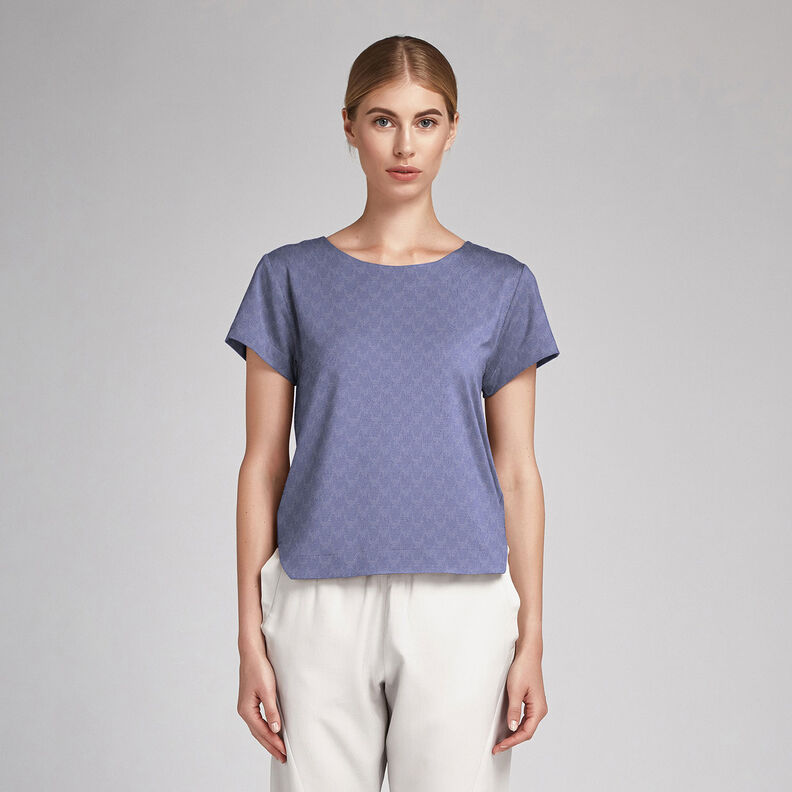Jacquard Dobby pied-de-poule – duifblauw,  image number 7