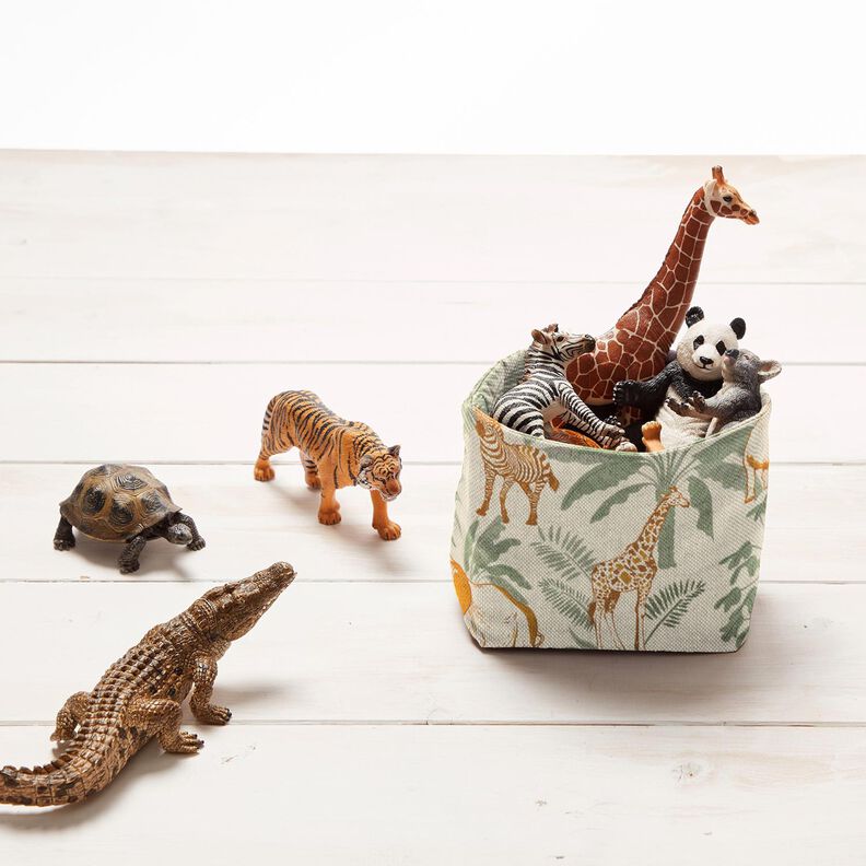 Decostof Half panama Jungledieren – natuur/karamel, image number 5