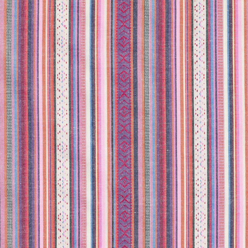 Decostof Jacquard Pastelkleurige strepen – roze/lila, image number 1