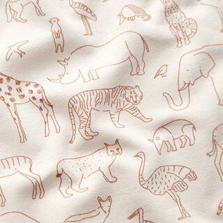French Terry sommersweat getekende safaridieren – lichtbeige, 