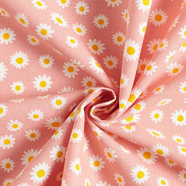 Decostof Half panama Kleine paardenbloemetjes – zalm/wit, image number 3