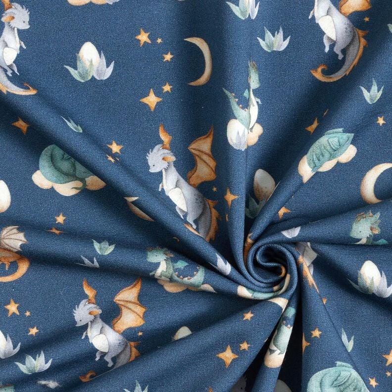 French Terry sommersweat schattige draken Digitaal printen – blauwgrijs,  image number 3