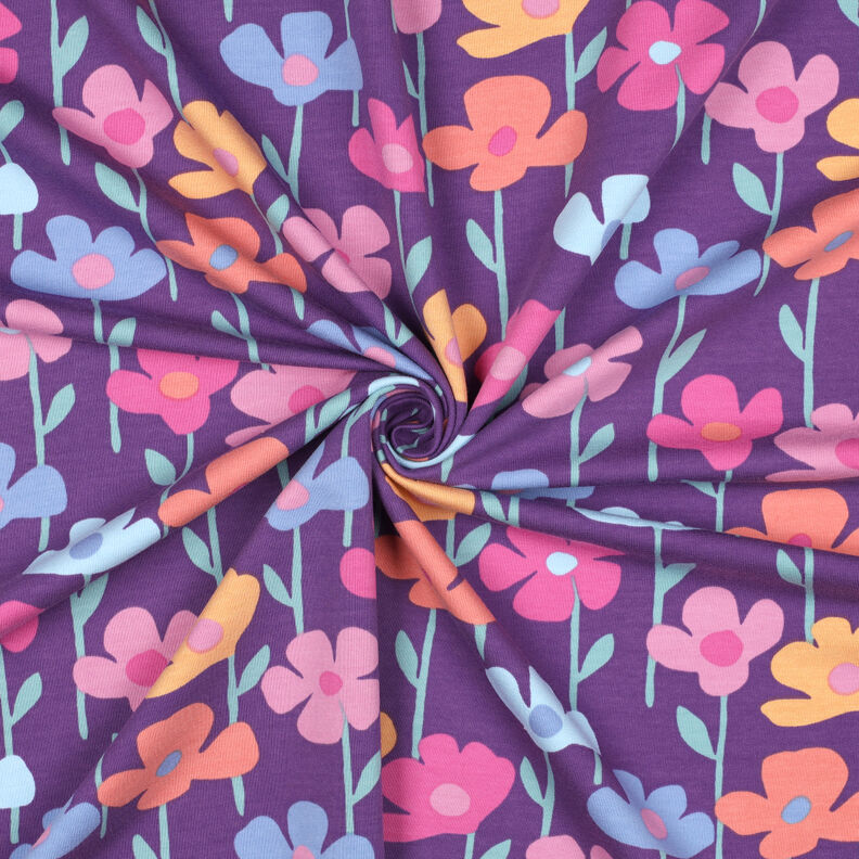 French Terry sommersweat bonte bloemen | Poppy Fabrics – roodlila,  image number 3