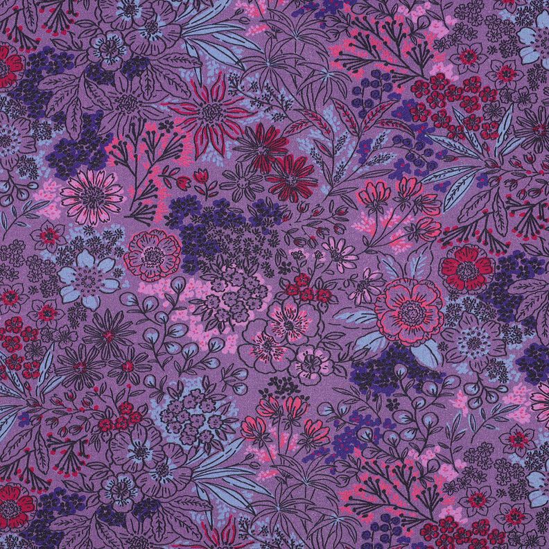 Katoenpopeline Wilde bloemen | Poppy Fabrics – lavendel, image number 1