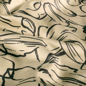 Schetsen van bloemen van rekbaar velours – zand/zwart, 