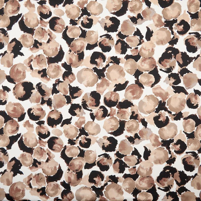 Katoenstretch abstracte stippen – ivoor/amandel, image number 1