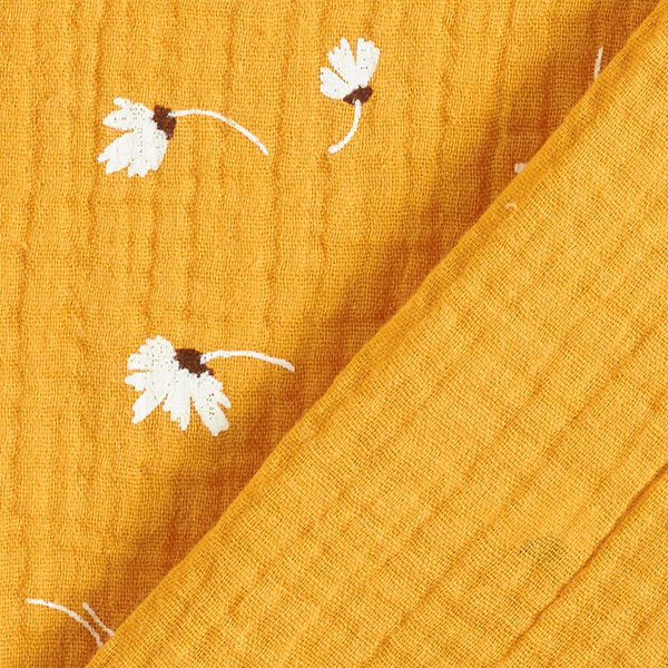 Katoenen mousseline margrieten – currygeel, image number 4