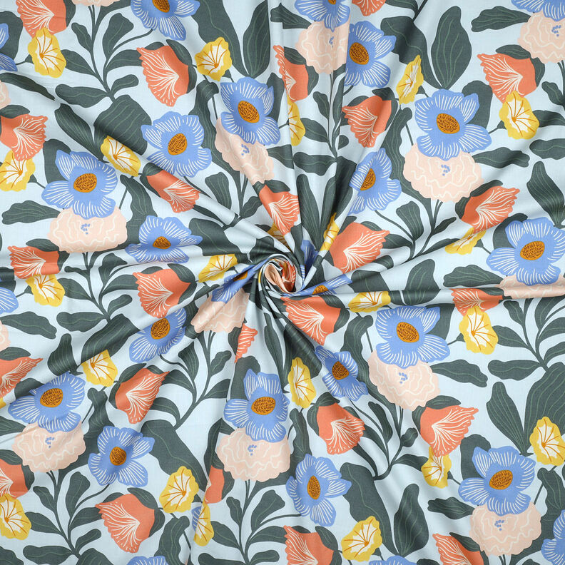 Katoenen voile weelderige bloemen | Nerida Hansen – babyblauw,  image number 3