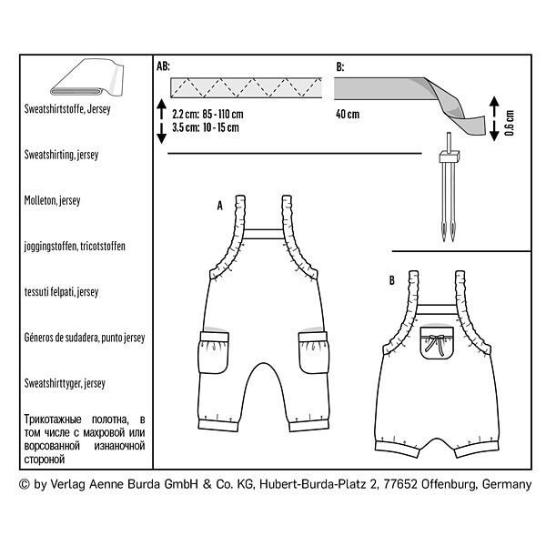 Baby-tuinbroek, Burda 9337 | 62 - 92, image number 6