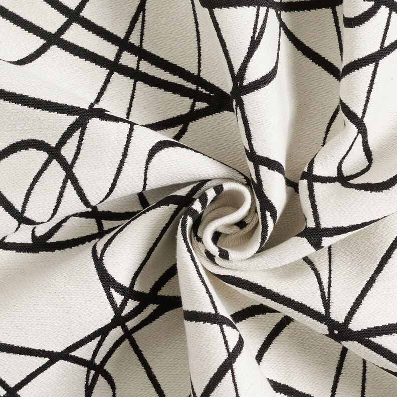 Decostof Jacquard abstracte lijnen – ivoor/zwart,  image number 4
