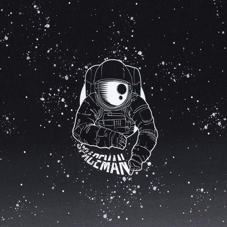 French Terry Panel Spaceman | Glitzerpüppi – zwart/wit, image number 7