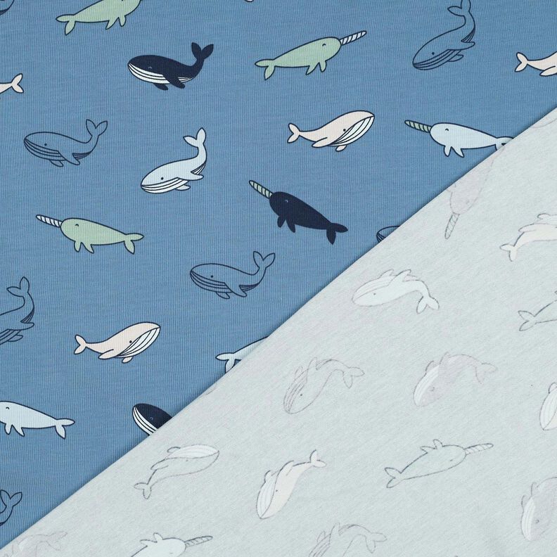 Katoenjersey schattige walvissen| Poppy Fabrics – blauwgrijs/marineblauw,  image number 4