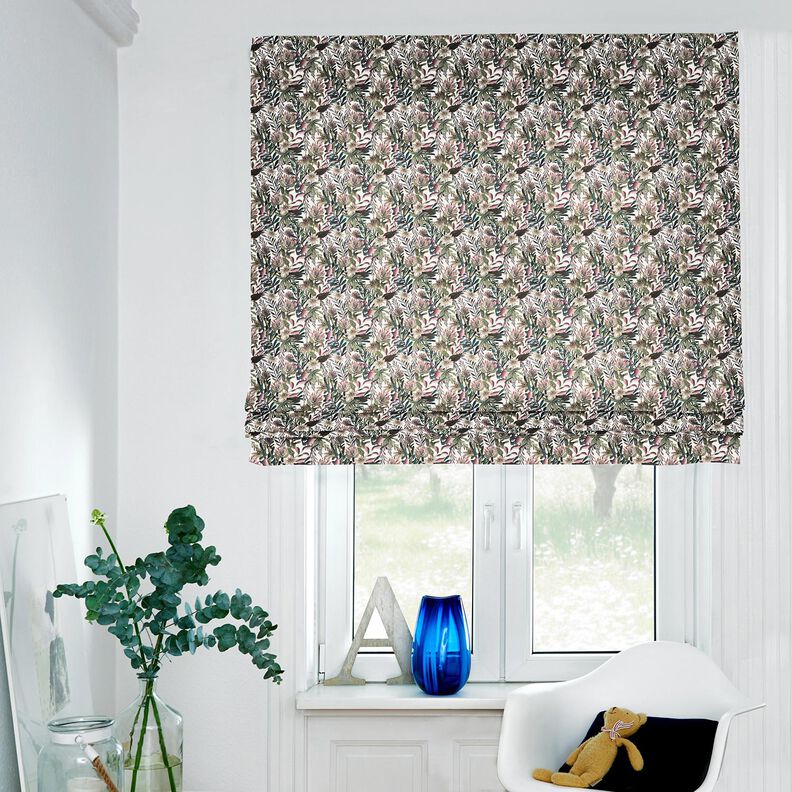 Decostof Canvas Artistieke bloemen – ivoor/donkergrenen,  image number 5