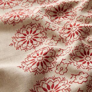 Linnen geborduurde bloemen – natuur/rood, 