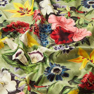 Decoratiefluweel Vintage bloesems – groen/oudroze, 
