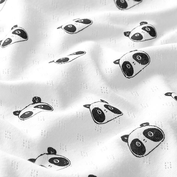Fijngebreide jersey met gaatjesmotief Panda's | by Poppy – wit, image number 2