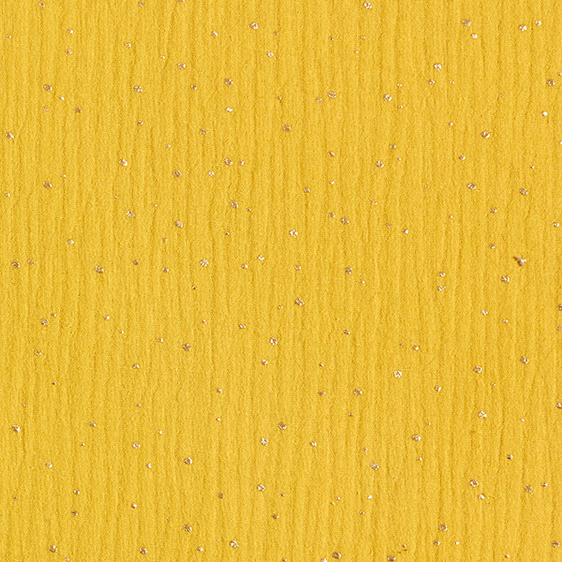 Katoenen mousseline verspreide gouden vlekken – curry/goud,  image number 1