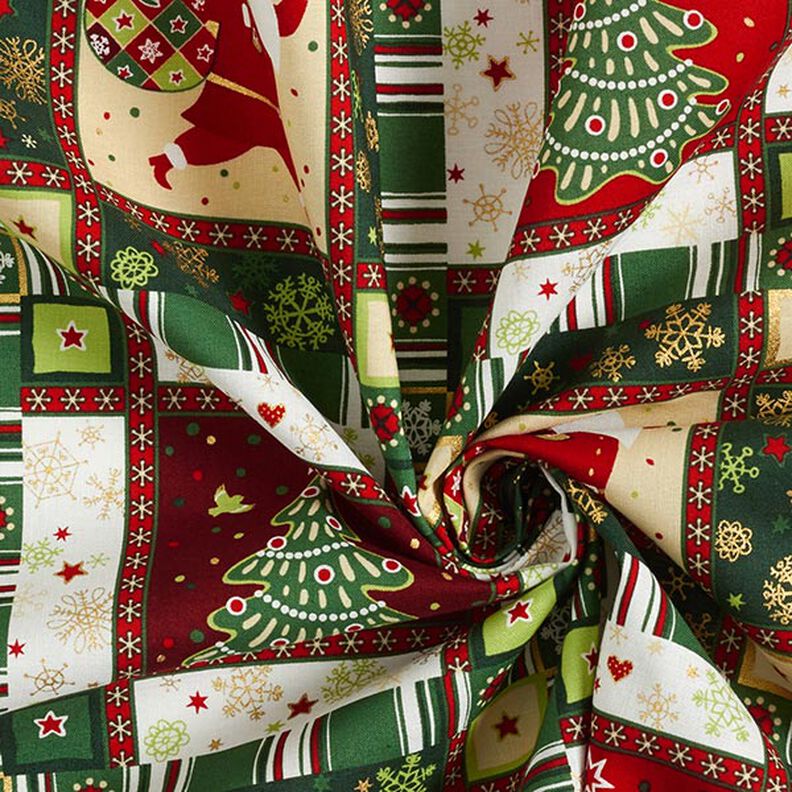 Katoenen stof popeline kleurrijke kerst – groen,  image number 3