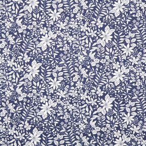 Viscosestof Bloemen en takken – indigo/wit, 