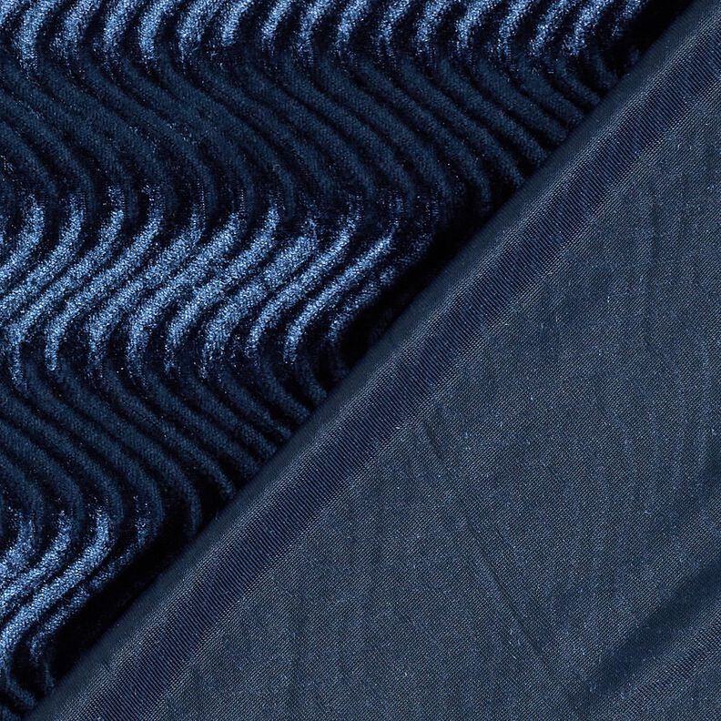 Stretch fluwelen reliëfgolven – marineblauw,  image number 4