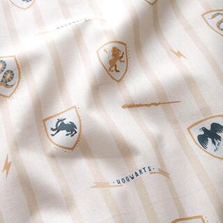 Licentiestof Katoenpopeline Harry Potter Huizen van Zweinstein | Warner Bros. – lichtbeige, 