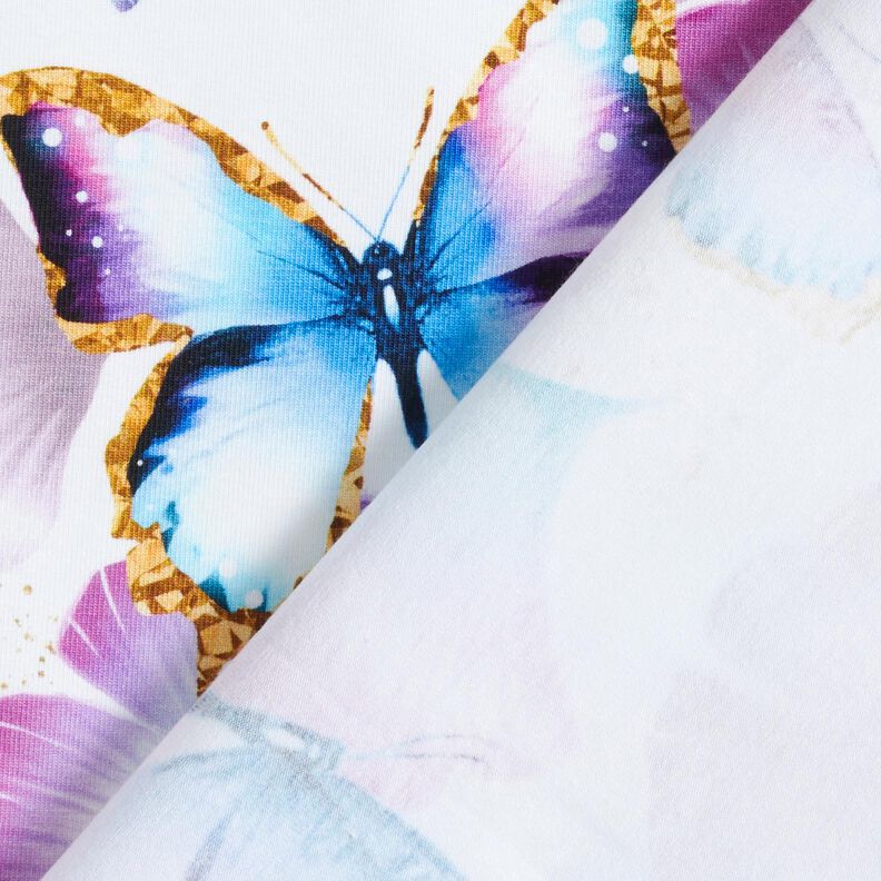 Katoenjersey Ginkgo vlinders | Glitzerpüppi – wit, image number 4
