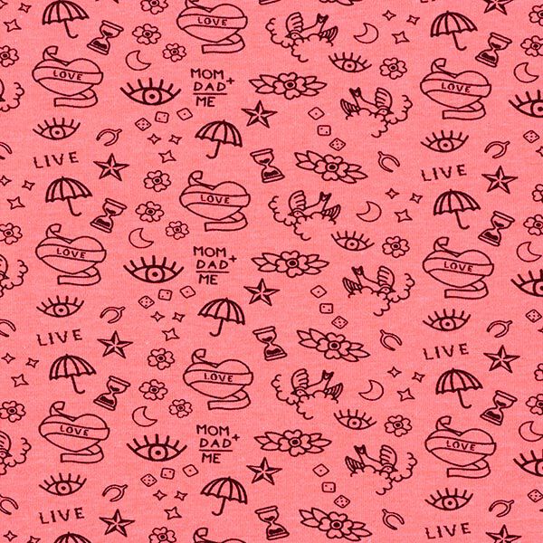Katoenjersey Zomertattoo – neon pink, image number 1