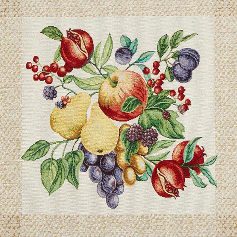Decopaneel Gobelin kleurrijke vruchten – lichtbeige/karmijnrood,  image number 1