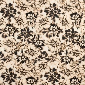 Viscose-linnen-mix Wazige bloemen digitale print – lichtbeige/zwart, 