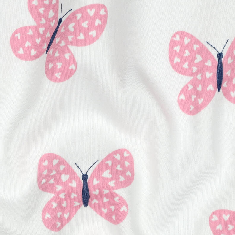 Sweatshirt geruwd Grote vlinders | Poppy Fabrics – ivoor/roze, image number 2
