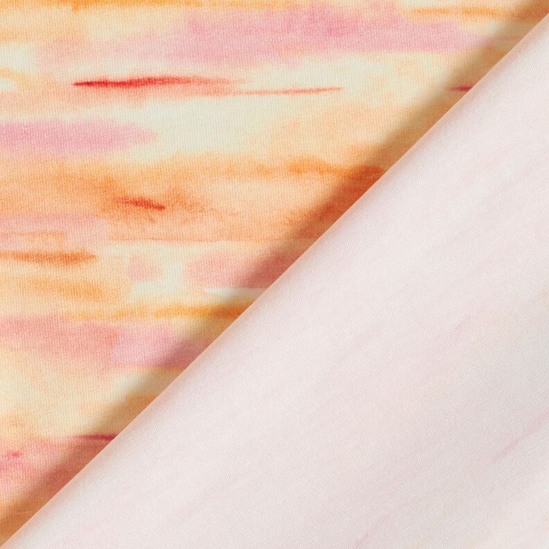 Katoenjersey wazige aquarel strepen Digitaal printen – perzik sinaasappel/pink,  image number 4